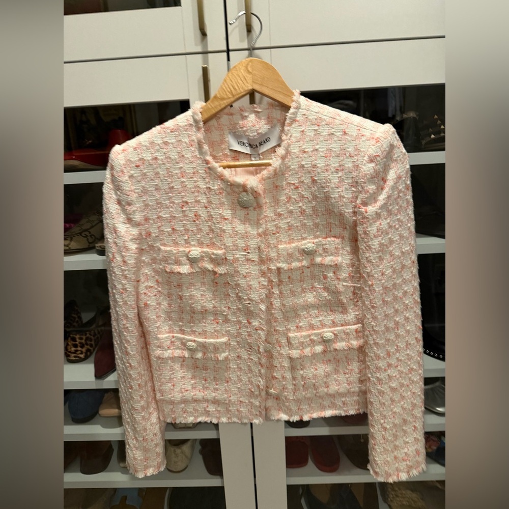 Veronica Beard Olbia Tweed Jacket - Cream and Pink - Picture 4 of 8